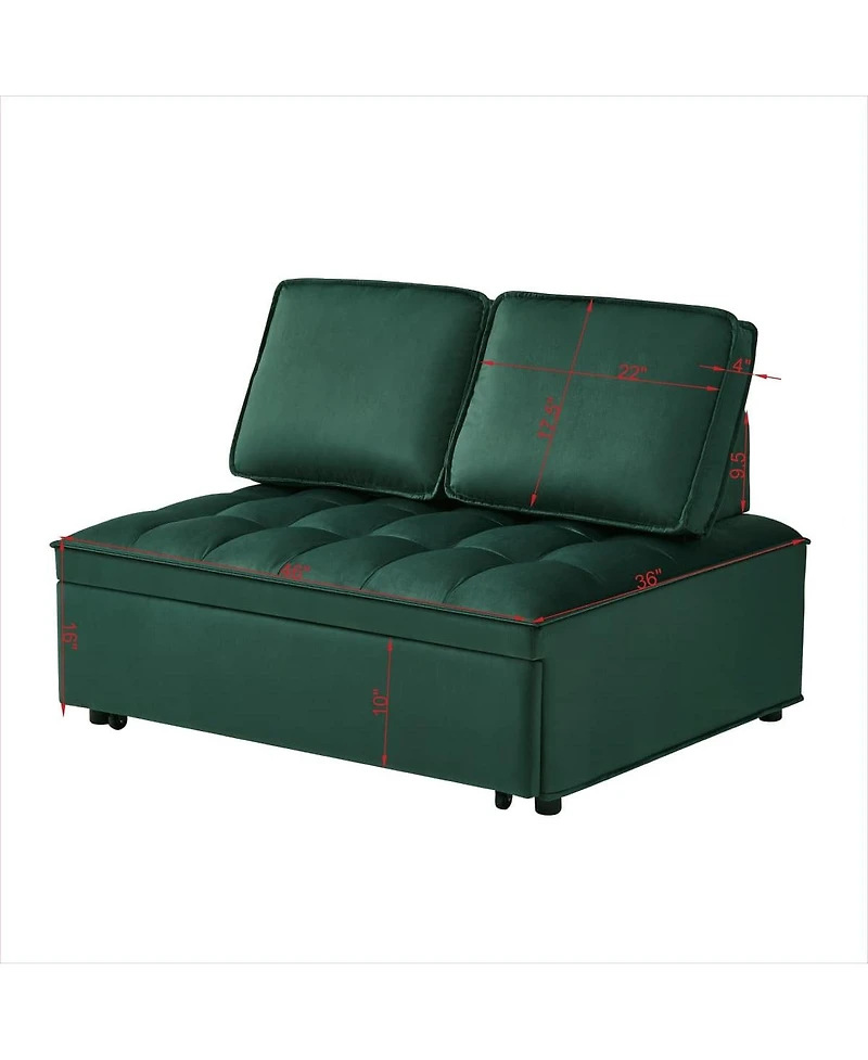 Maison Boucle Modern Velvet Pull-Out Loveseat Sleeper, Tufted Convertible Sofa Bed with Removable Back Cushions for Small Apartments