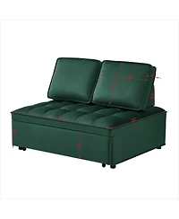 Maison Boucle Modern Velvet Pull-Out Loveseat Sleeper, Tufted Convertible Sofa Bed with Removable Back Cushions for Small Apartments