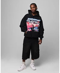 mnml Men's Loiter 3 Quarter Denim Cargo Pants with Embroidered Star Graphics