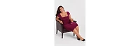 S3 Apparel Women's Sculpting Shapewear Square Neck Cap Sleeve Solid Midi Dress - Cherry Mocha