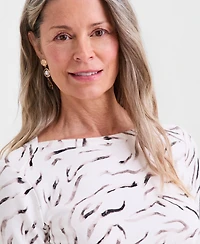 Style & Co Women's Pima Cotton 3/4-Sleeve Boat-neck Top, Macy's Exclusive