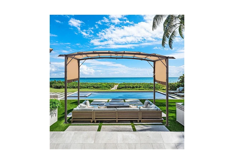 Aecojoy 9'x12' Outdoor Pergola Metal Patio Gazebos