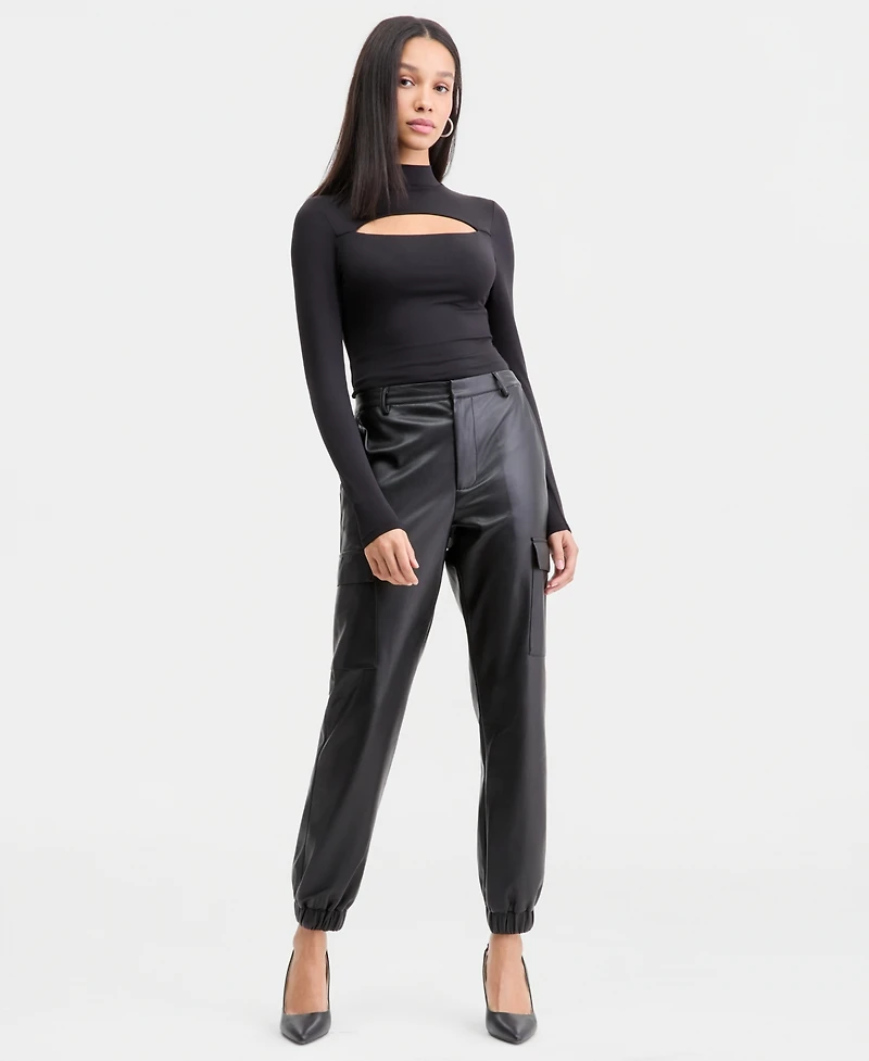 Bar Iii Women's Ly Faux-Leather Jogger Pants, Macy's Exclusive