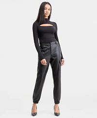 Bar Iii Women's Ly Faux-Leather Jogger Pants, Macy's Exclusive