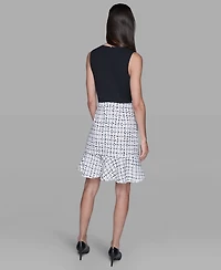 Karl Lagerfeld Paris Women's Contrast Grid Tweed Sheath Dress