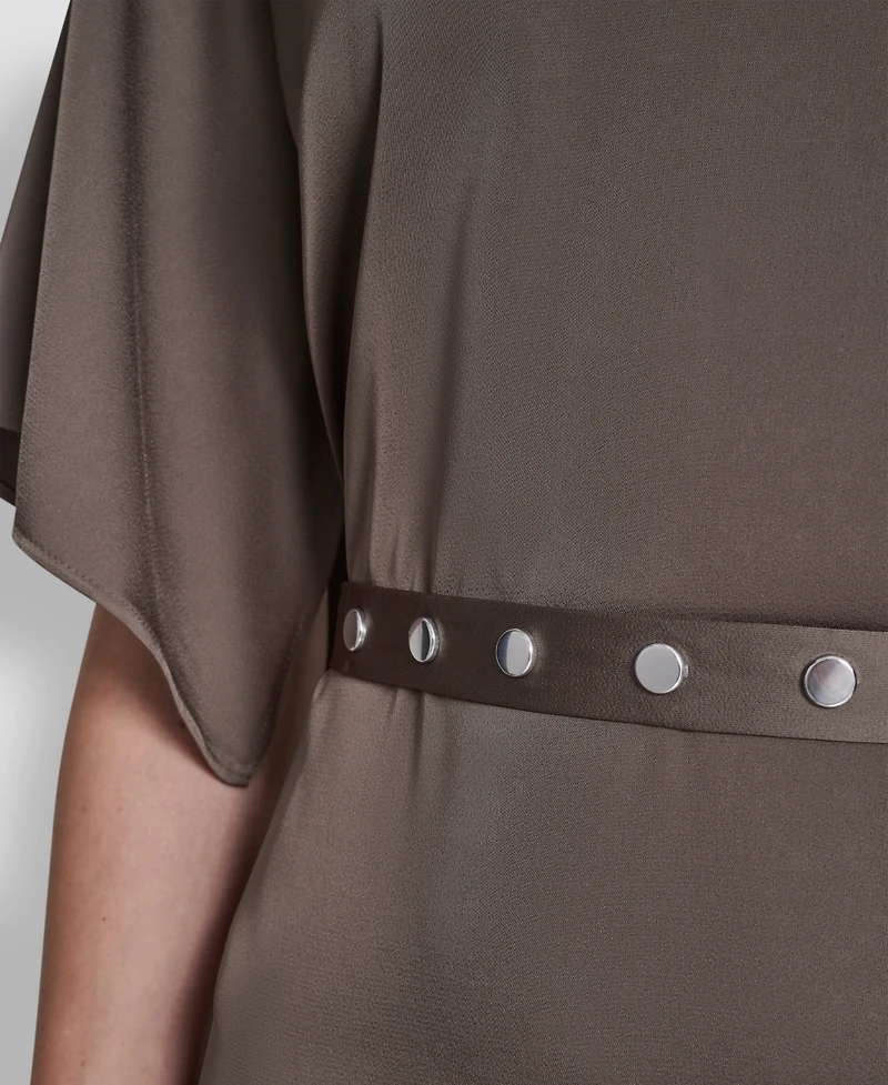 Dkny Women's Flutter Sleeve V-Neck High Low Midi Dress