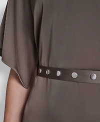 Dkny Women's Flutter Sleeve V-Neck High Low Midi Dress