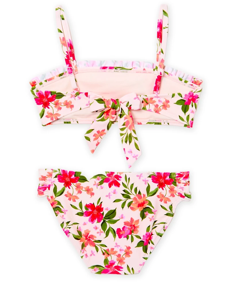 Angel Beach Girls 7-16 Floral Garden Swim Square Neck Bikini Top and Bottom, 2-Piece Set