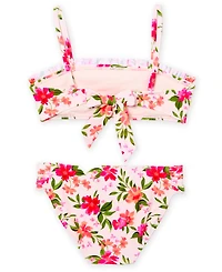 Angel Beach Girls 7-16 Floral Garden Swim Square Neck Bikini Top and Bottom, 2-Piece Set