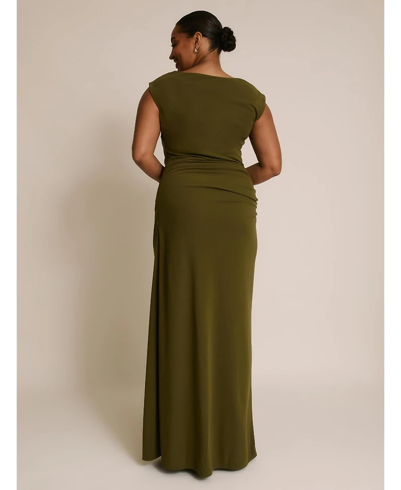 Six Stories Women's Cowl Gathered Short Sleeve Bridesmaid