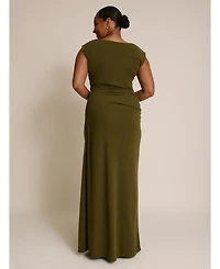 Six Stories Women's Cowl Gathered Short Sleeve Bridesmaid