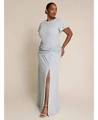 Six Stories Women's Knot Panel Flutter Sleeve Stretch Dresses