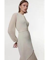 Karen Millen Women's Woven Sleeved Pleated Dress