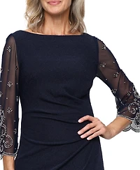 Alex Evenings Women's Boat Neck Long Metallic Knit Ball Gown