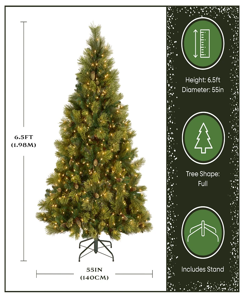 National Tree 6.5' Carolina Pine Tree with 650 Clear Lights
