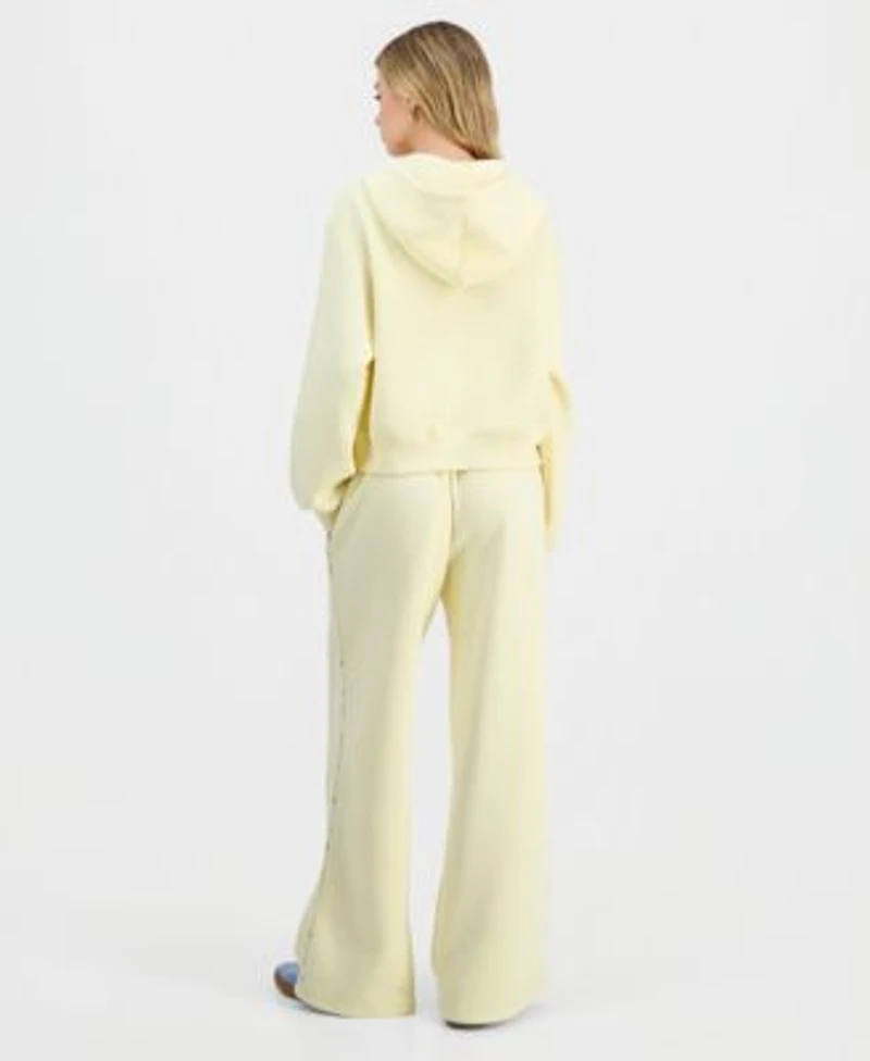 Madden Girl Zippered Hoodie Wide Leg Pants