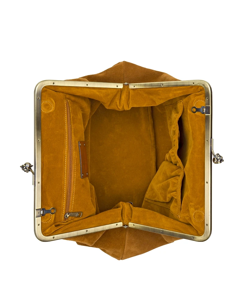 Patricia Nash Vivienne Suede Kisslock Frame Leather Crossbody Bag