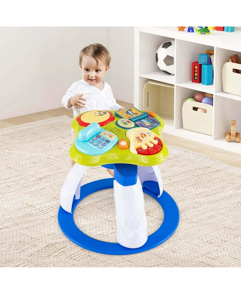 Costway 3 1 Baby Stationary Activity Center Walk-Around Kids Play Table Set