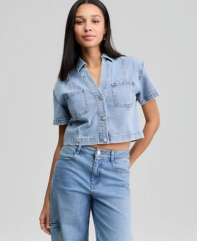 And Now This Women's Patchwork Denim Shirt, Macy's Exclusive