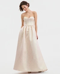 Violet Weekend Juniors' Sweetheart-Neck Metallic Gown