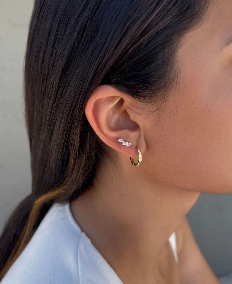 Adornia Gold Huggie and Stud Earrings Set