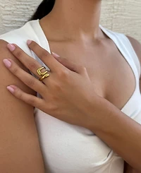 Adornia Tarnish Resistant Gold Open Bands Ring