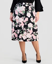 Kasper Plus Pull-On Midi Flared Skirt