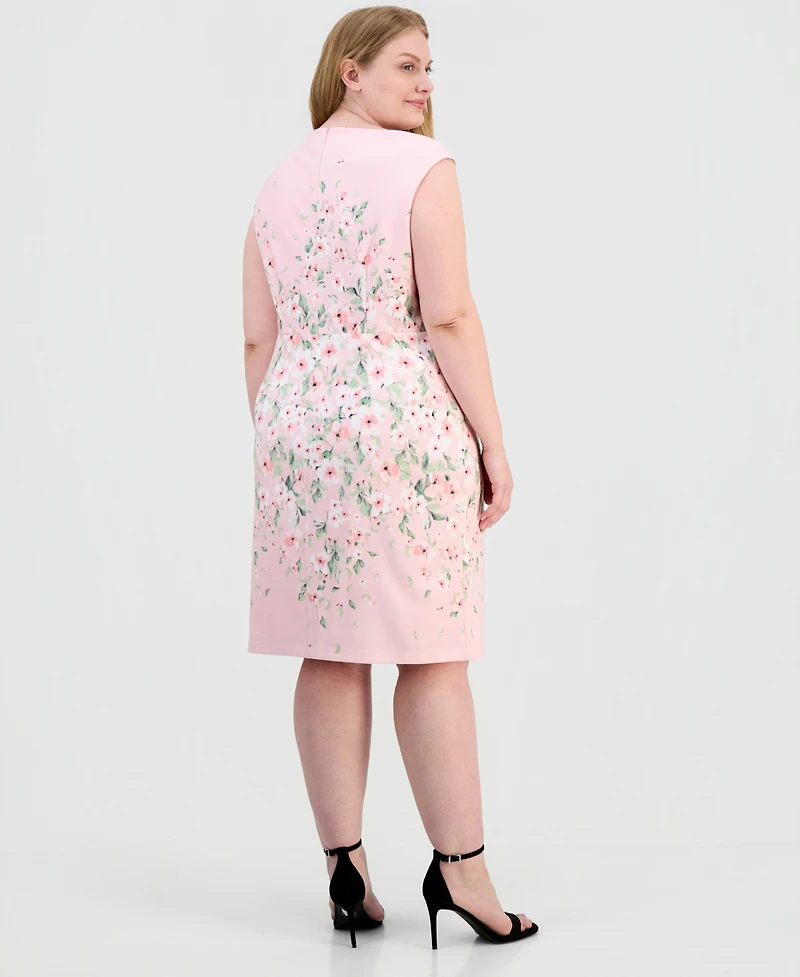 Kasper Plus Floral Sleeveless Sheath Dress