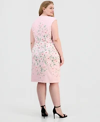 Kasper Plus Floral Sleeveless Sheath Dress