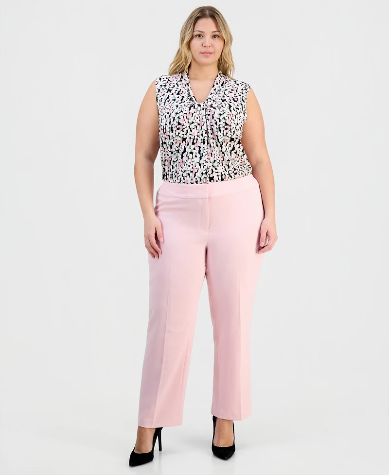 Kasper Plus High-Rise Stretch Crepe Pants