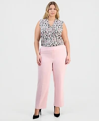 Kasper Plus High-Rise Stretch Crepe Pants