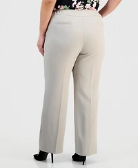 Kasper Plus High-Rise Stretch-Crepe Straight-Leg Pants