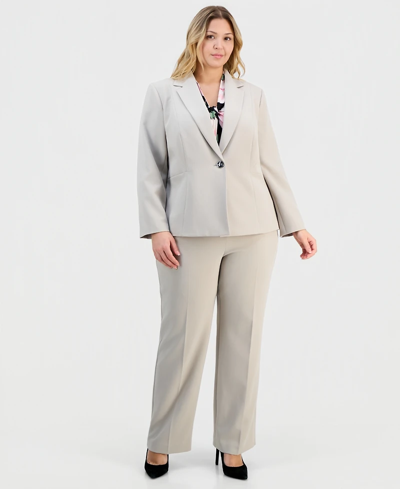 Kasper Plus Stretch-Crepe Single-Button Jacket