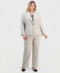 Kasper Plus Stretch-Crepe Single-Button Jacket