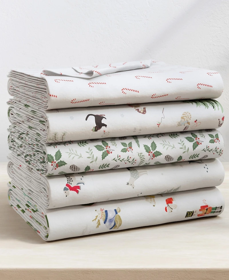 Linery & Co. Ultra-Soft Turkish Cotton Flannel Holiday Print Sheet Set