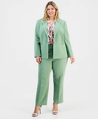 Kasper Plus Stretch-Crepe Single-Button Seamed Jacket