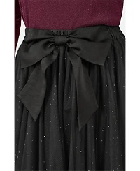 Yumi Women's Sparkle Mesh Tulle Skirt with Satin Bow