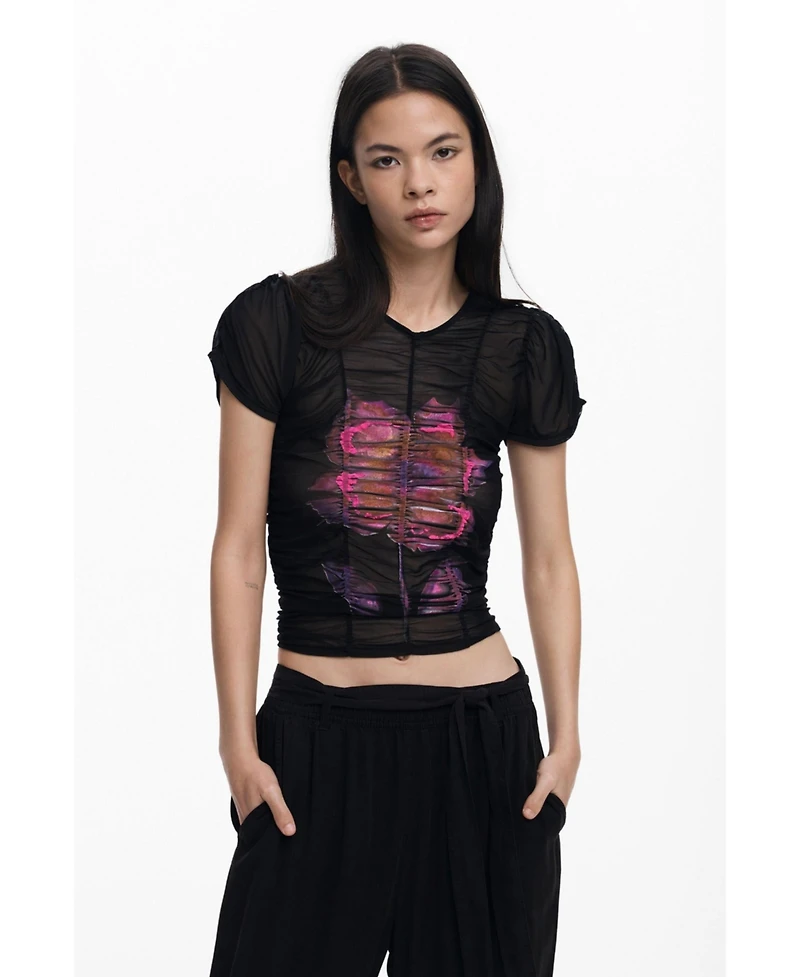 Desigual Women's Flower tulle T-shirt
