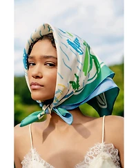 Jessie Zhao New York Capri Impression Double Sided Silk Scarf