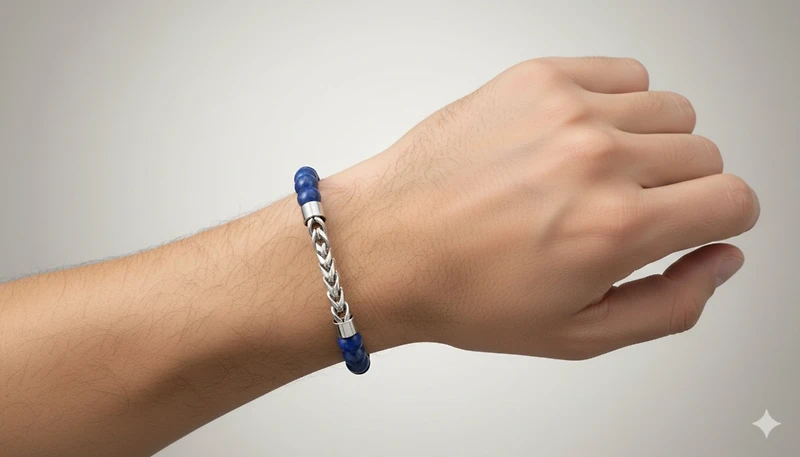 Metallo Stainless Steel Genuine Bead & Chain Bracelet