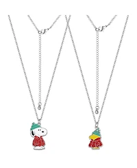 Peanuts Snoopy & Woodstock Necklace Set, 2-Piece, Silver-Tone