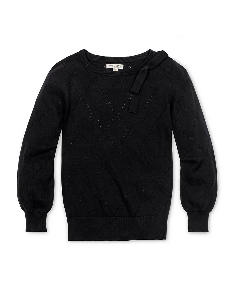 Hope & Henry Women's Organic Bow Detail Pointelle Sweater