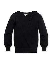 Hope & Henry Women's Organic Bow Detail Pointelle Sweater