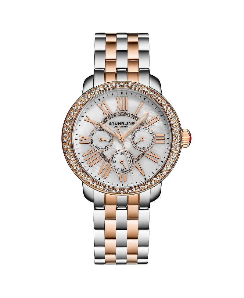 Stuhrling Women's Quartz Sonata Watch – Rose Gold-Tone Bracelet, 38mm Round Case