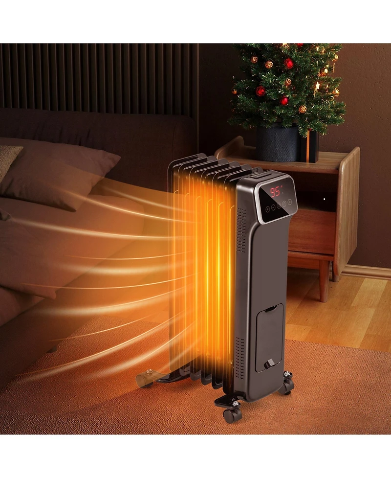 Sugift 1500W Oil Filled Radiator Heater with Remote Control 3 Modes 24H Timer