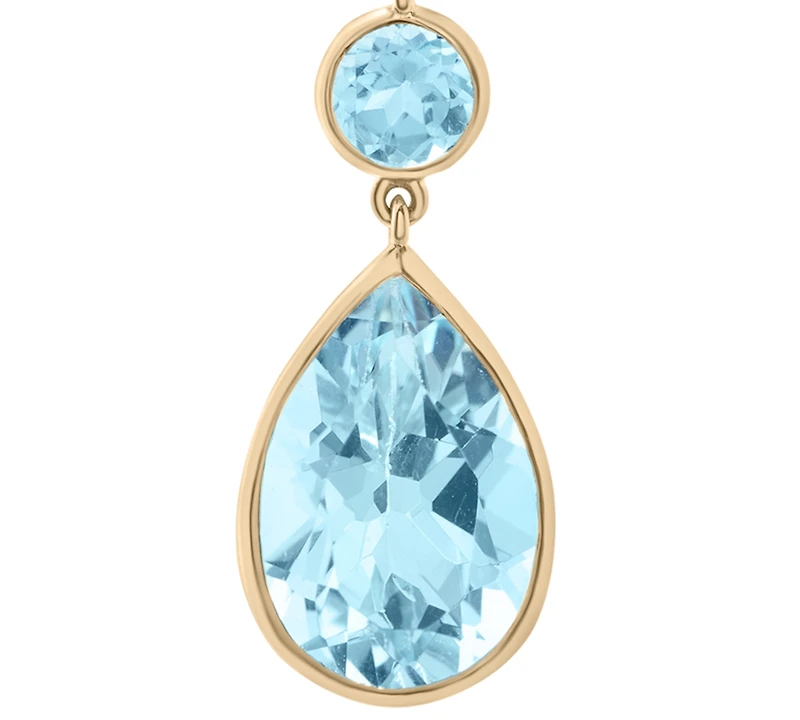 Macy's Sky Blue Topaz & Blue Topaz Drop Earrings (12-3/8 ct. t.w.) in 14k Yellow Gold