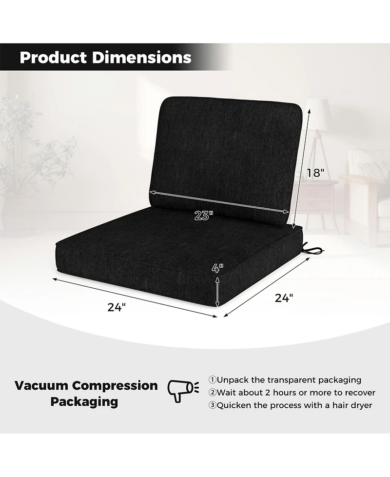 Sugift 2-Pack Outdoor Patio Cushion Set with Removable Covers-Black