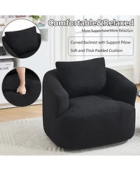 Boyelliving Mid-Century Modern Accent Chair, Armchair Living Room Comfy Single Sofa Polyester Fabric Chair for