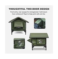 Wagstro RoofHaus Heated Outdoor Cat Shelter – Olive Green
