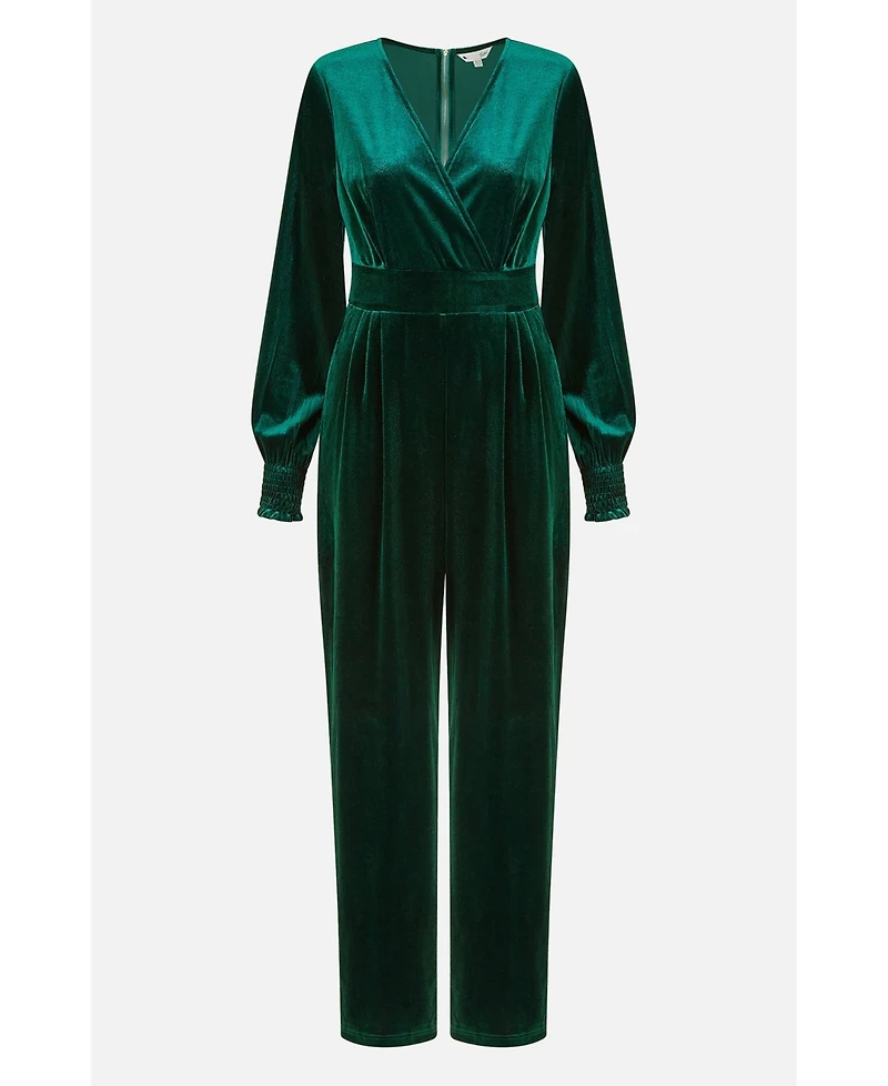 Yumi Women's Velvet Long Sleeve Jumpsuit